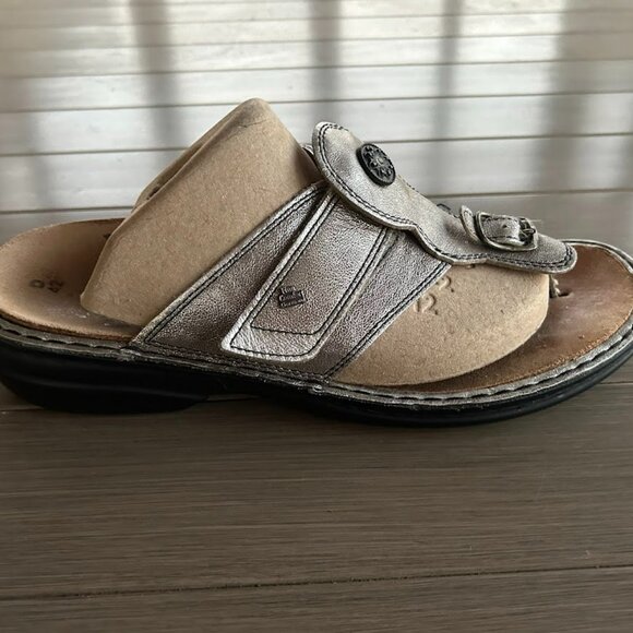 Finn Comfort Wichita Sandal Thong Flip Flop Pewter Silver Leather Size 42 Metall - Picture 5 of 15